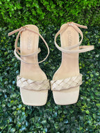 Miss Black Nude Braided Strap Heels