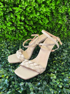 Miss Black Nude Braided Strap Heels