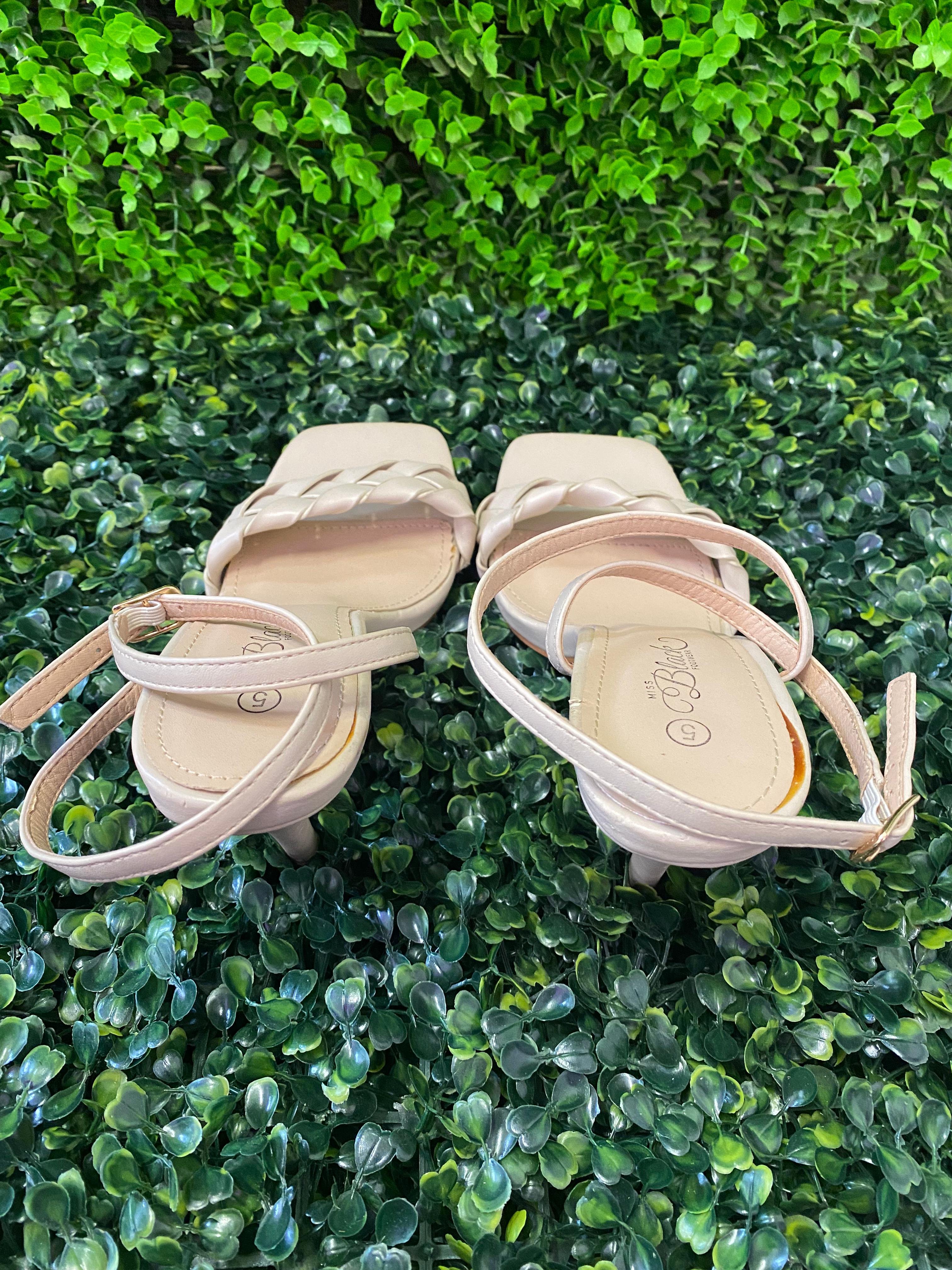 Miss Black Nude Braided Strap Heels