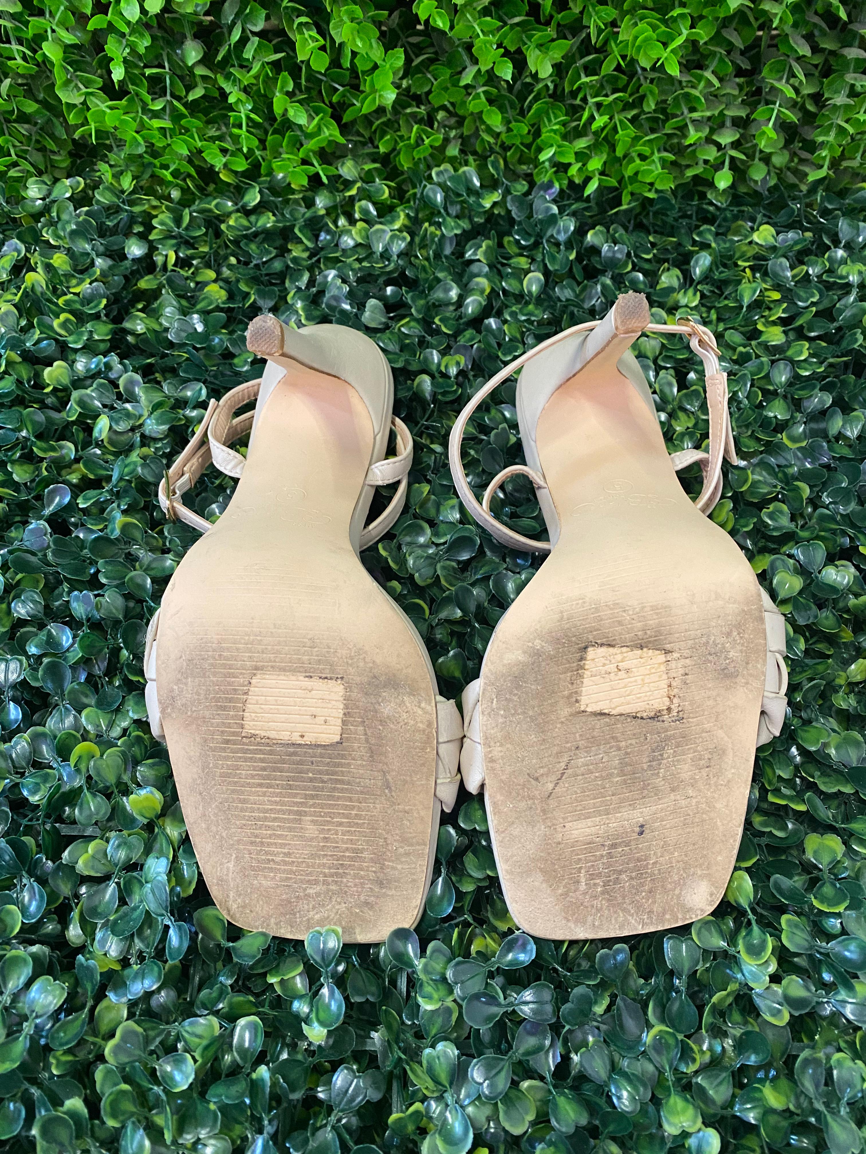 Miss Black Nude Braided Strap Heels
