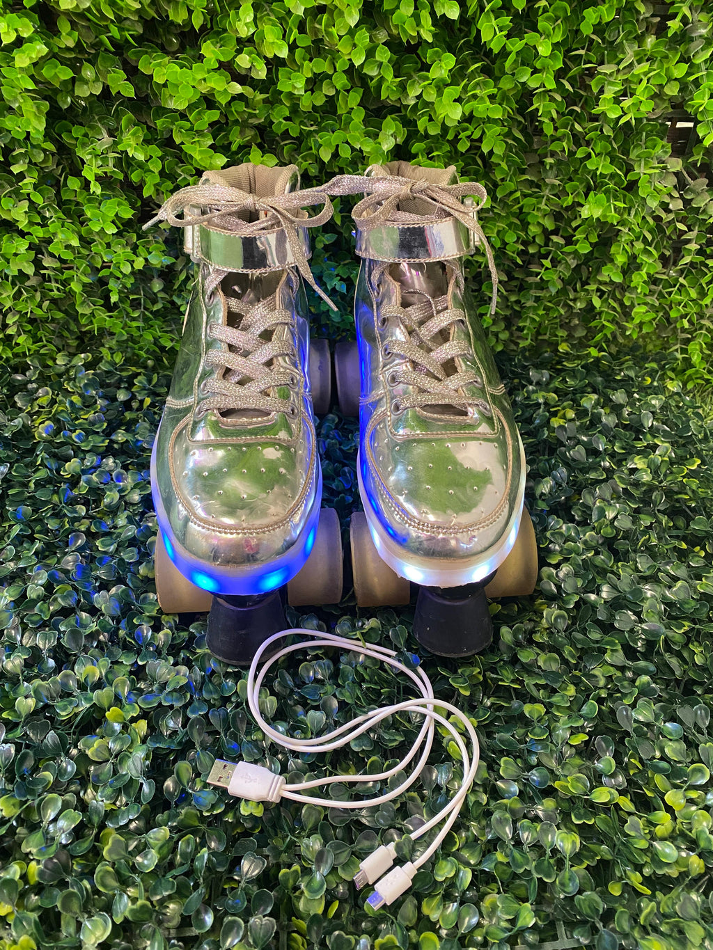 Silver Light-Up Roller Skates