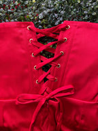 Kany Kouture Red Satin Asymmetrical Strapless Dress