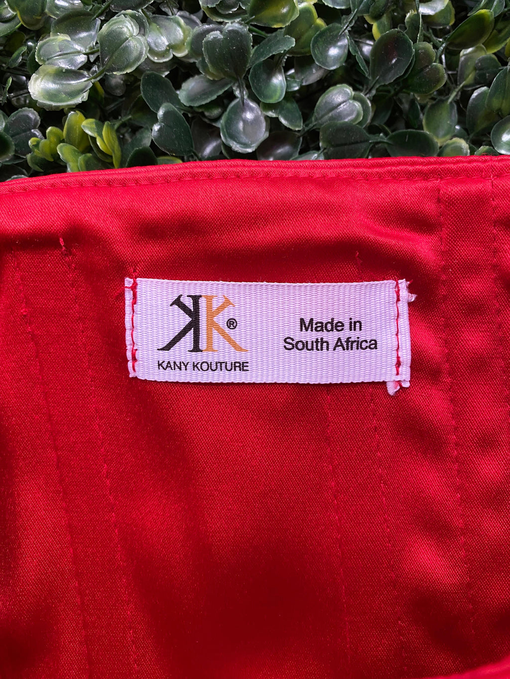 Kany Kouture Red Satin Asymmetrical Strapless Dress