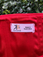 Kany Kouture Red Satin Asymmetrical Strapless Dress