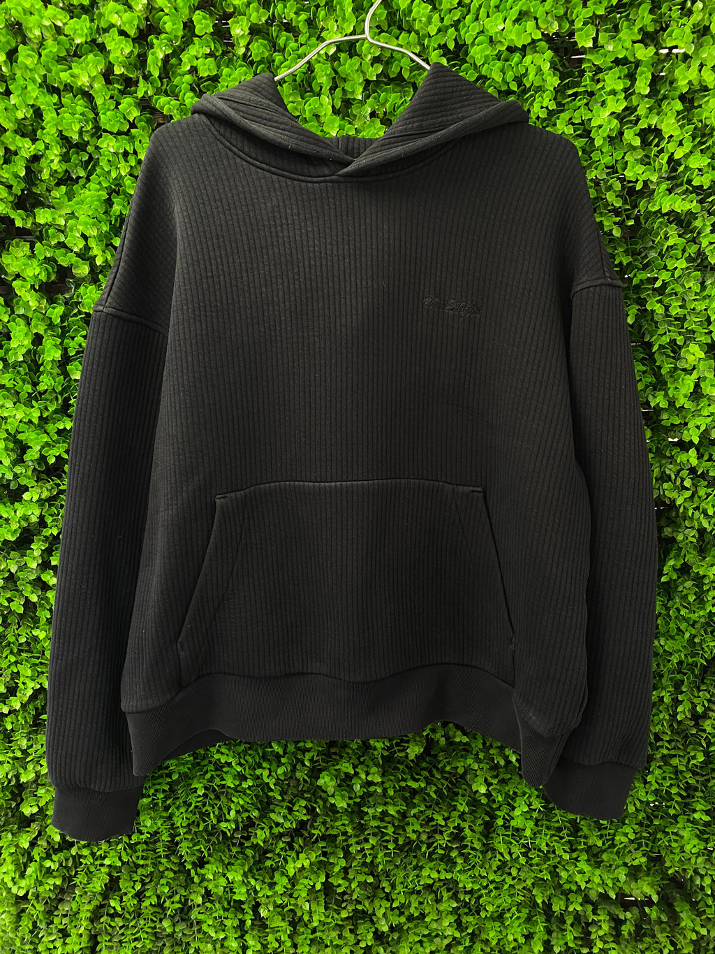 H&M Black Ribbed Hooded Sweatshirt