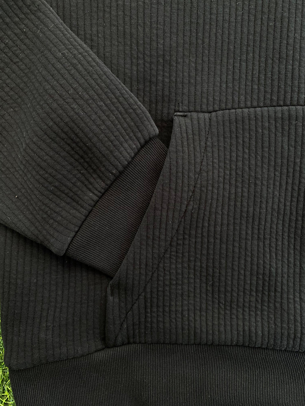 H&M Black Ribbed Hooded Sweatshirt