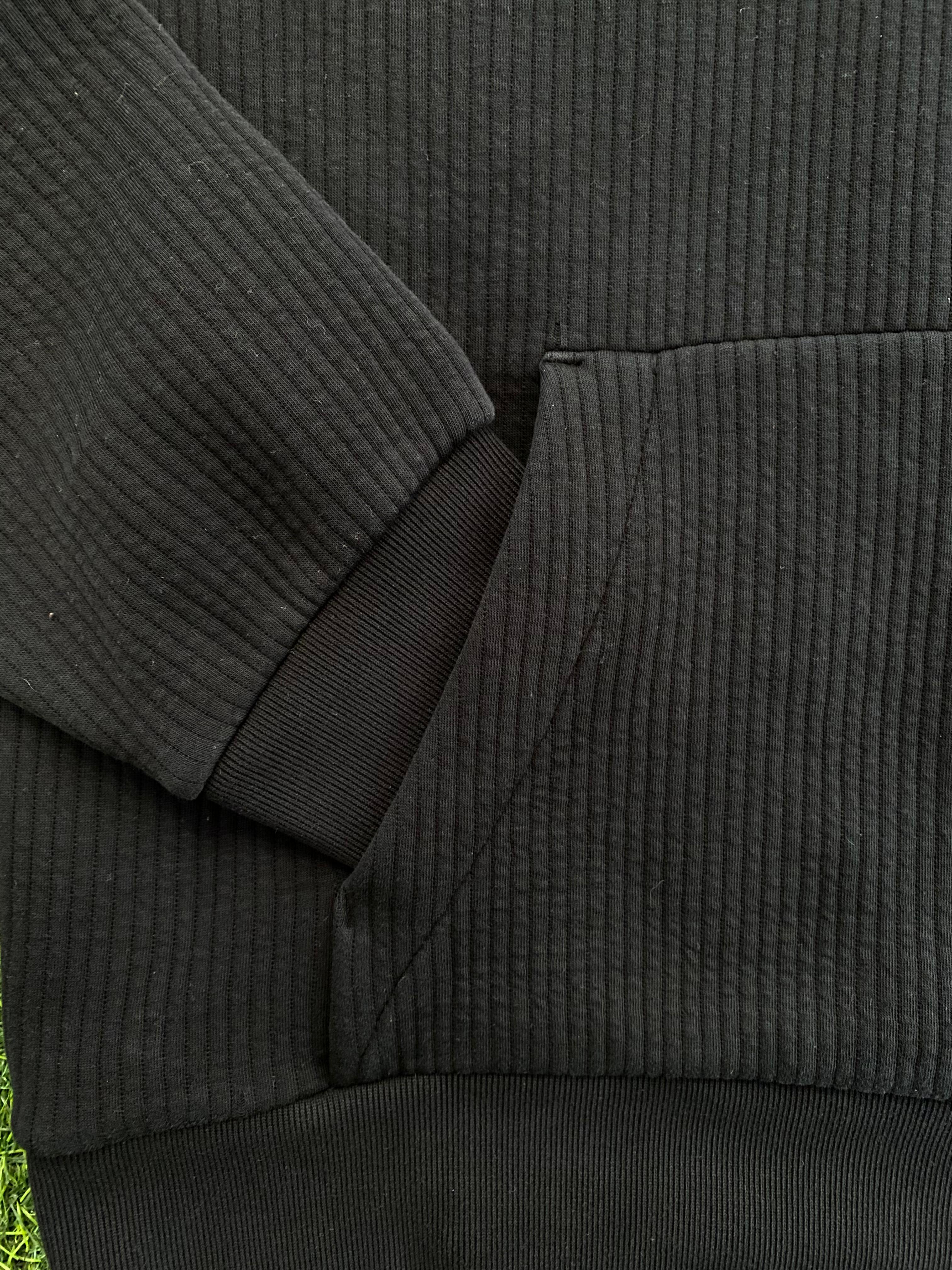 H&M Black Ribbed Hooded Sweatshirt