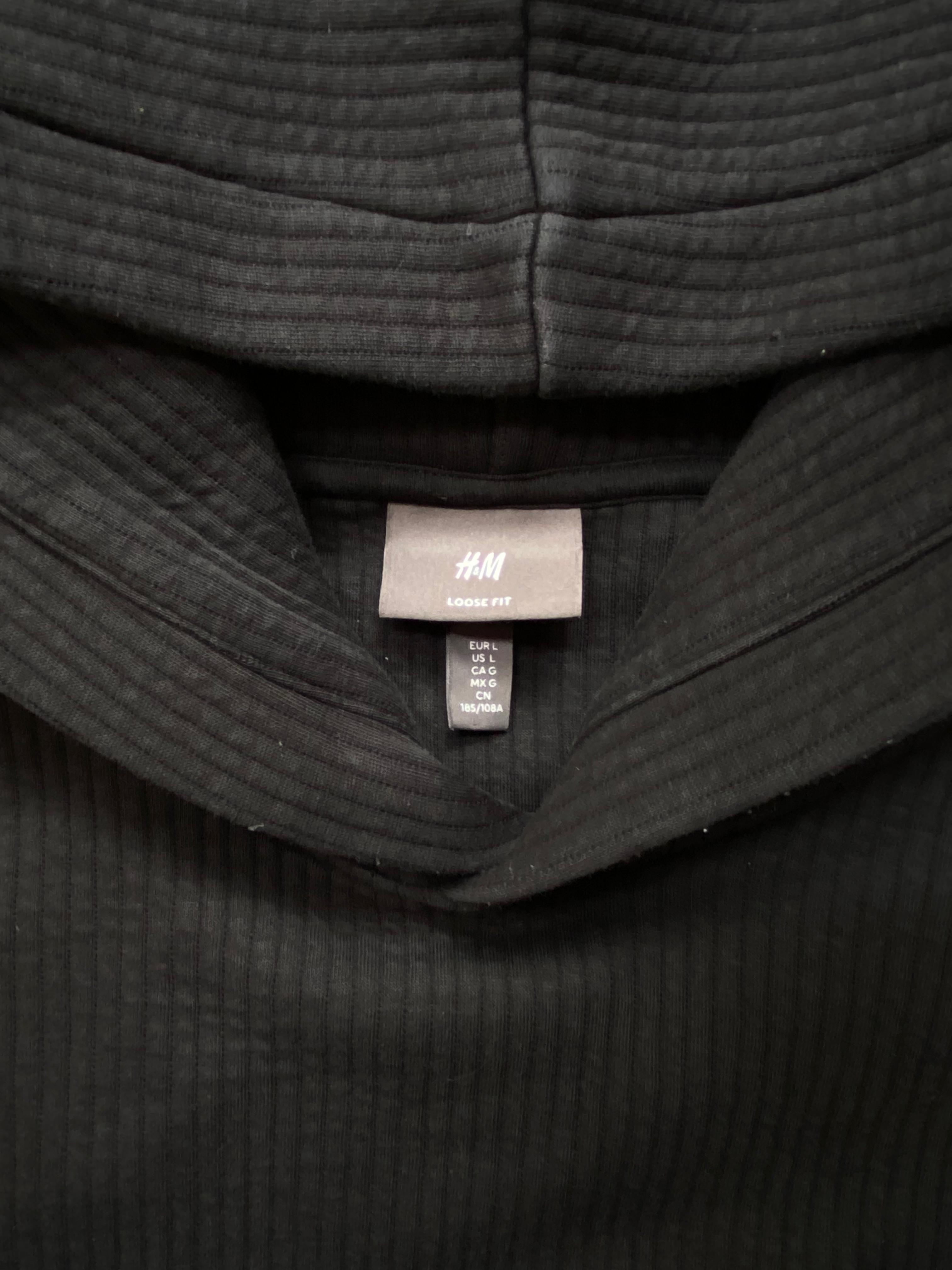 H&M Black Ribbed Hooded Sweatshirt