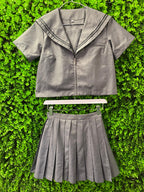 Grey Sailor-Style Two-Piece Set