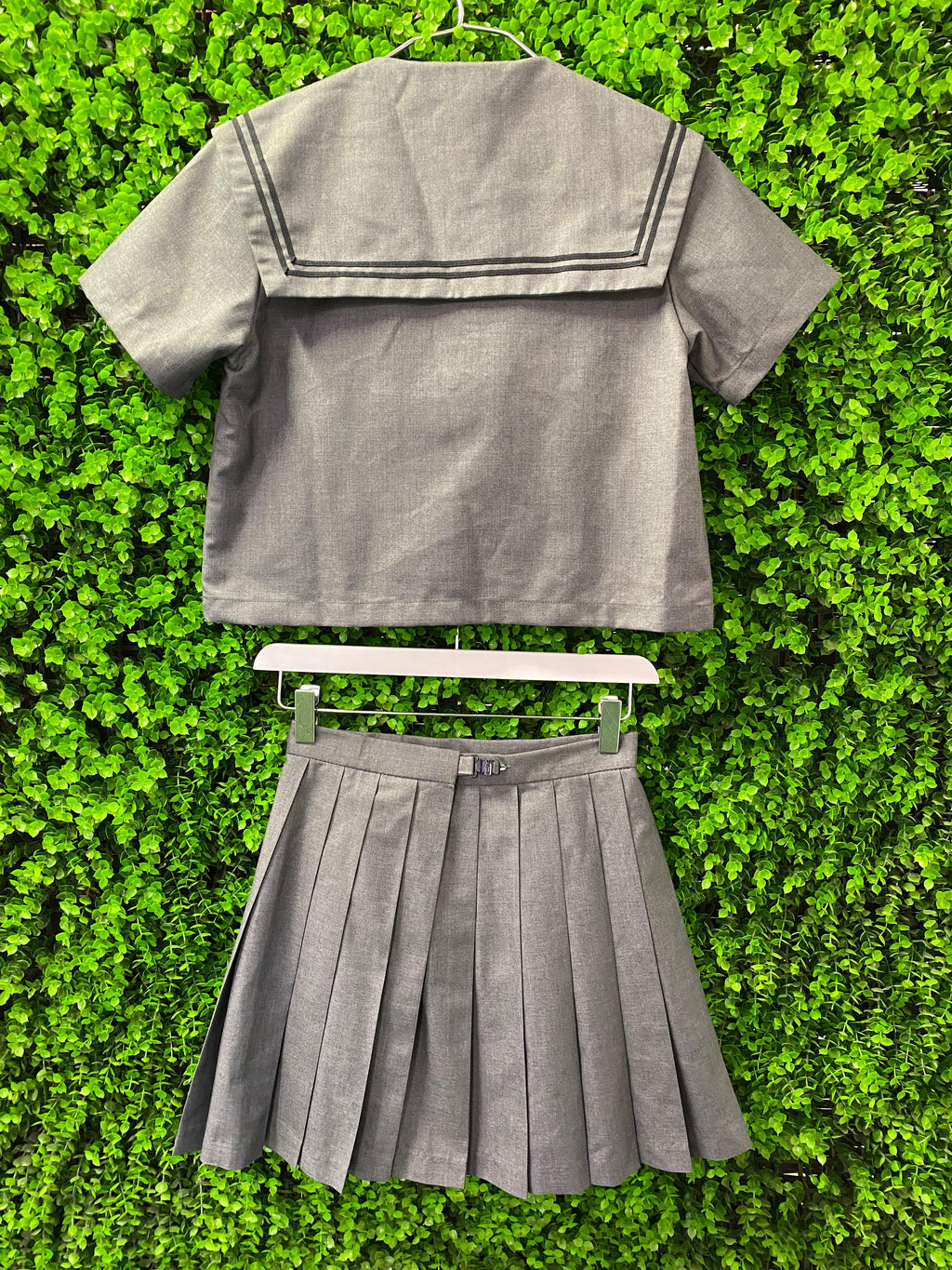 Grey Sailor-Style Two-Piece Set