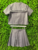 Grey Sailor-Style Two-Piece Set