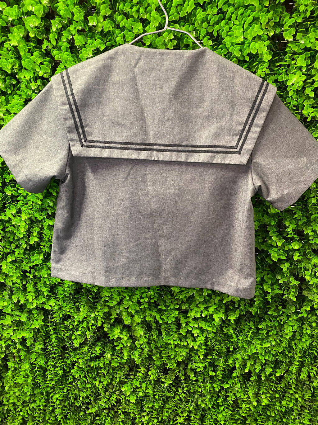 Grey Sailor-Style Two-Piece Set
