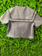 Grey Sailor-Style Two-Piece Set