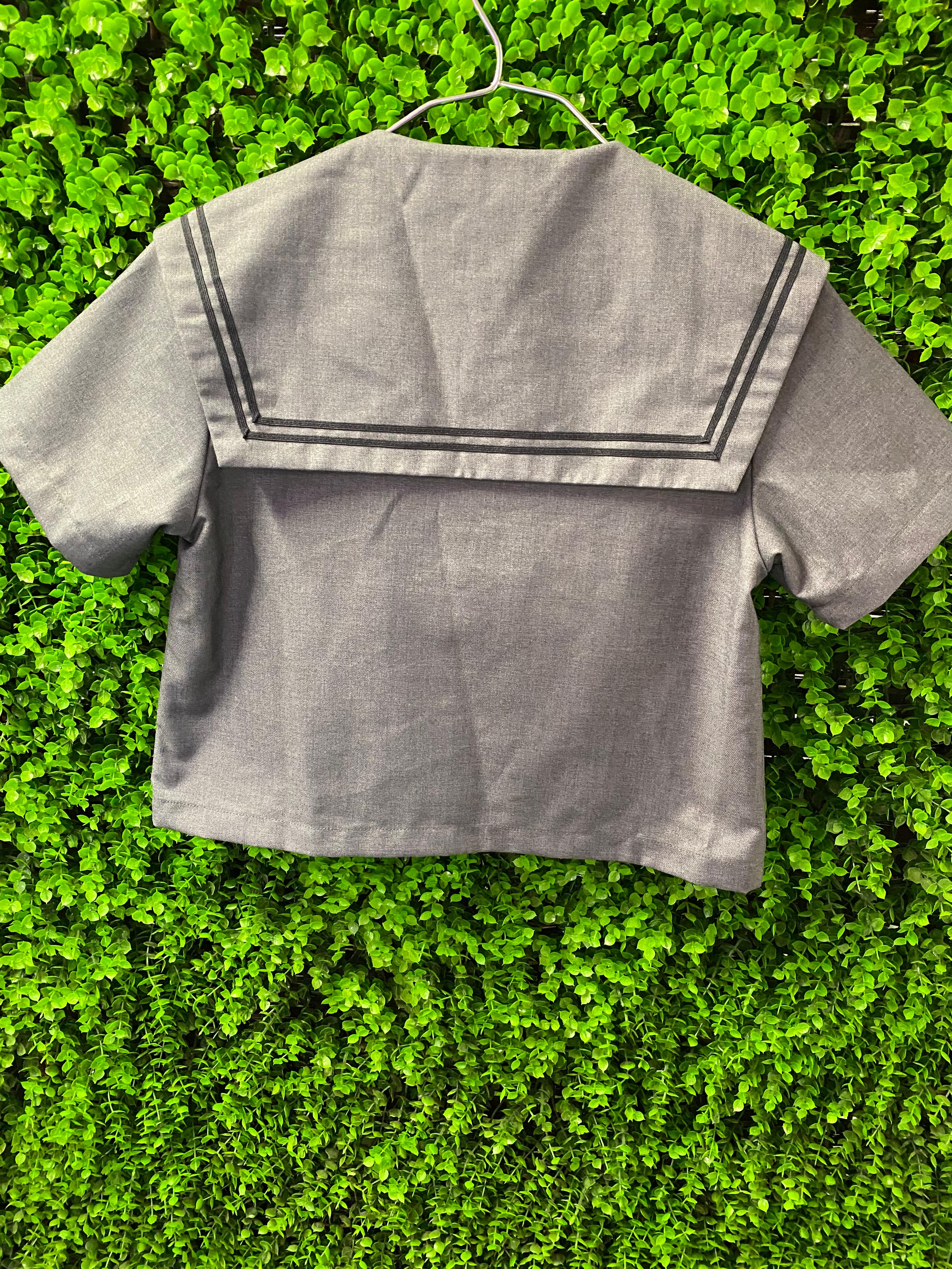 Grey Sailor-Style Two-Piece Set