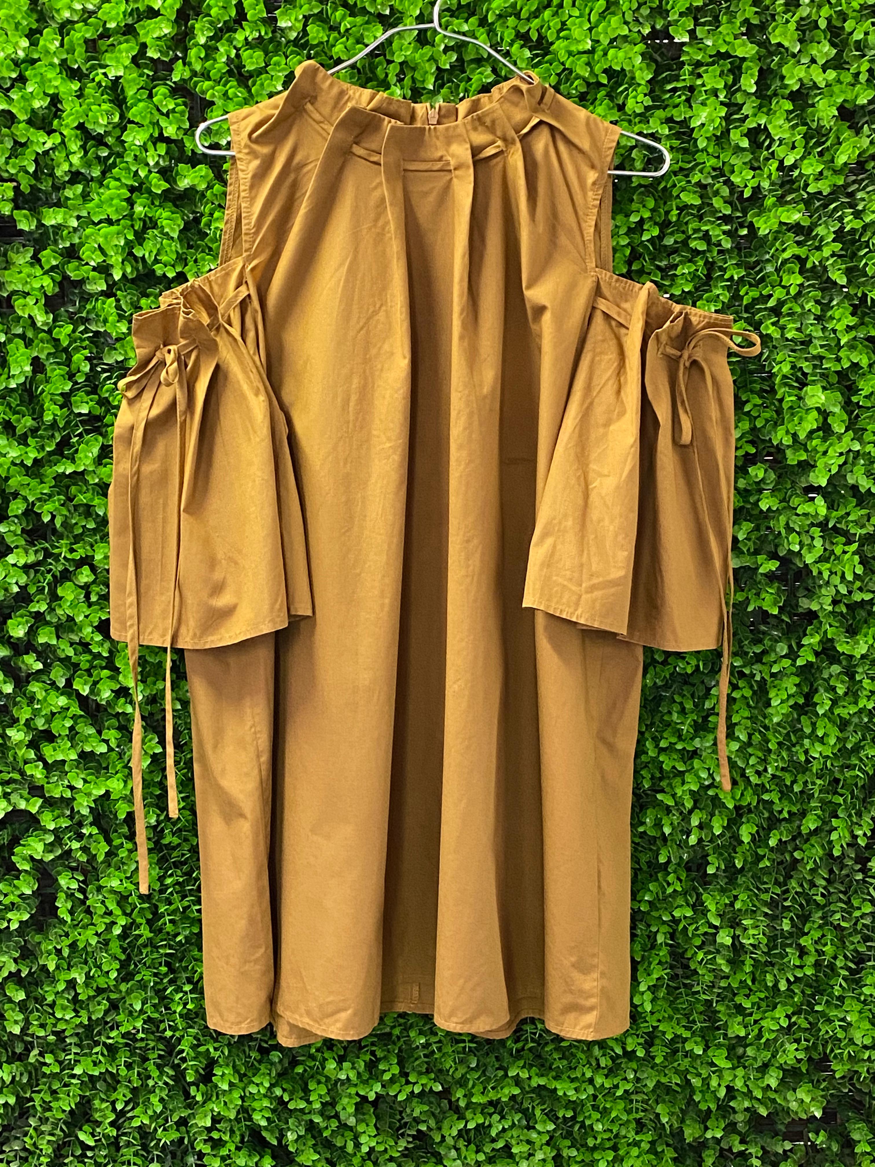 Louisa Mustard Cold-Shoulder Dress