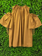 Louisa Mustard Cold-Shoulder Dress