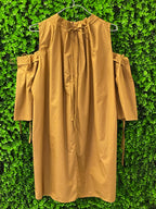 Louisa Mustard Cold-Shoulder Dress