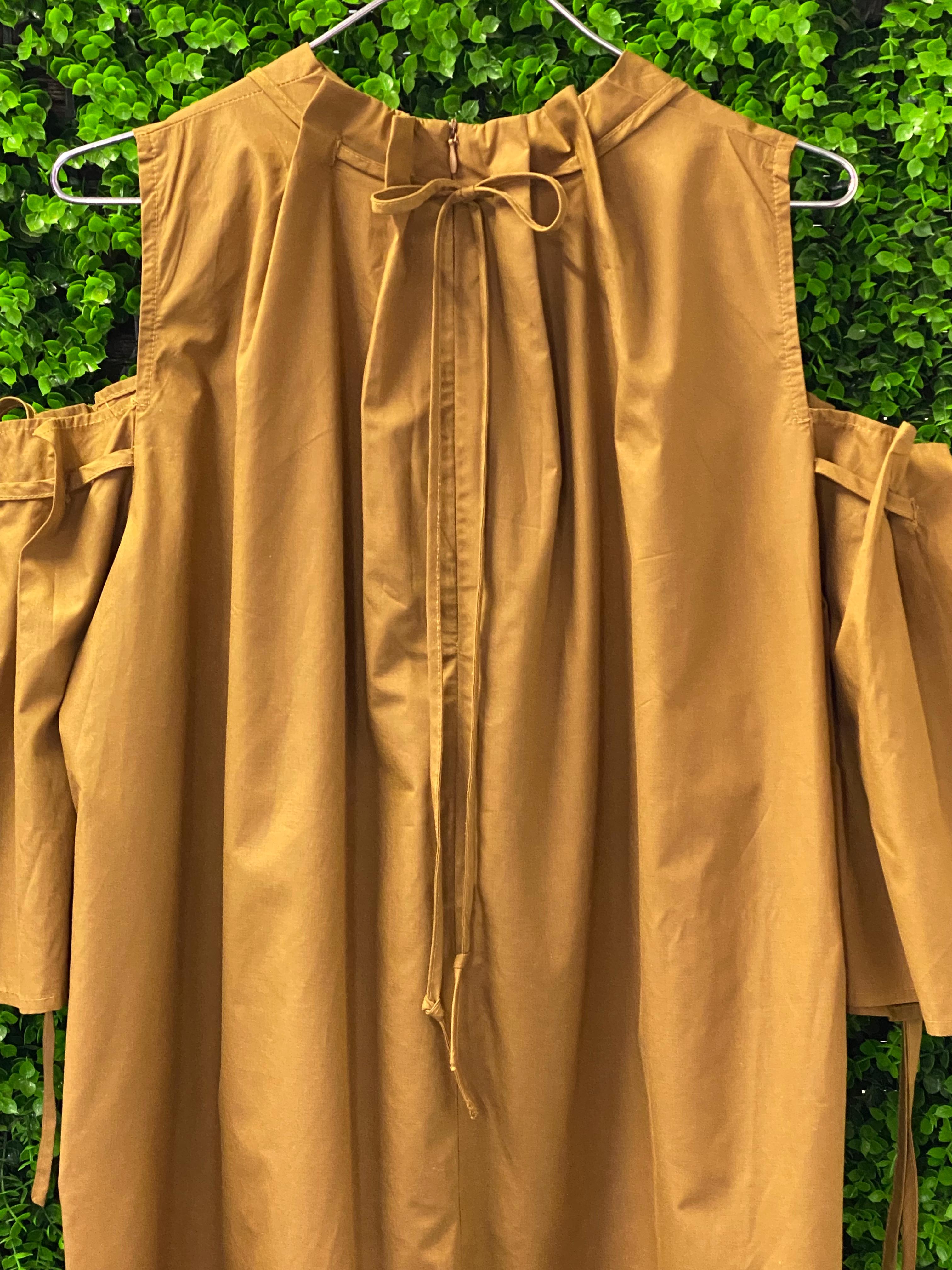 Louisa Mustard Cold-Shoulder Dress