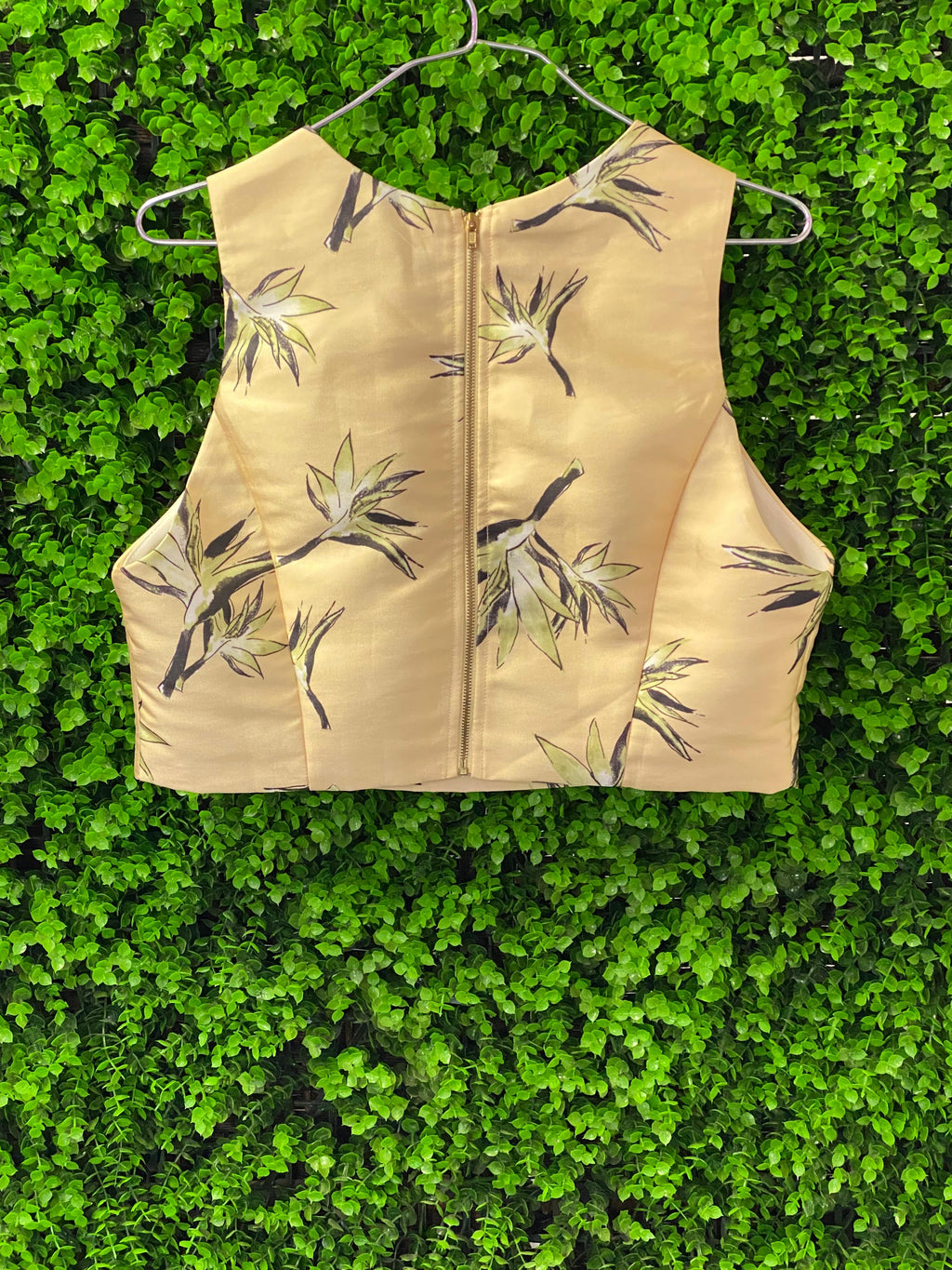 Forever 21 Butter Yellow Floral Crop Top