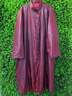 Burgundy Jacquard Button-Front Coat
