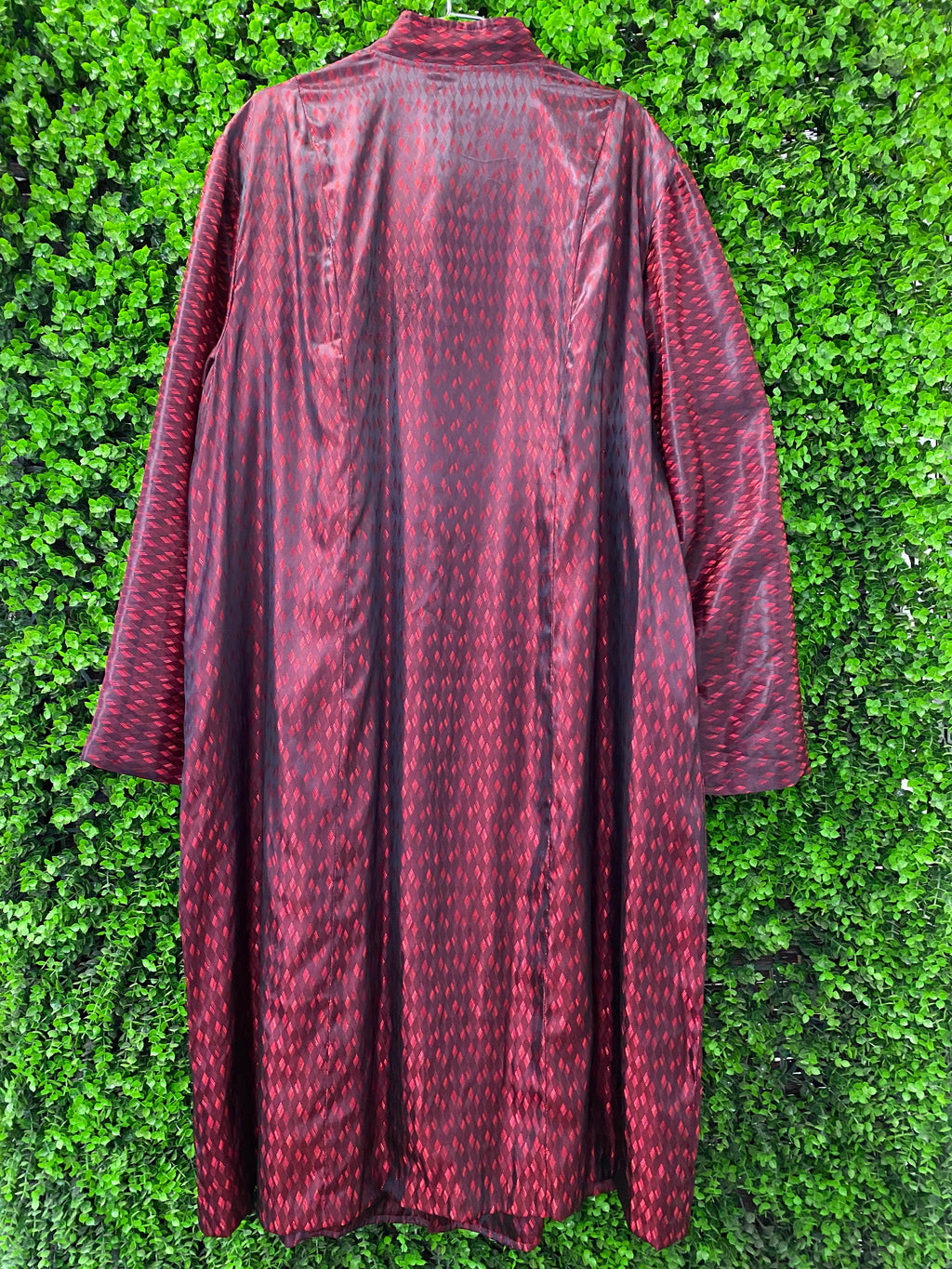 Burgundy Jacquard Button-Front Coat