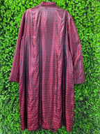 Burgundy Jacquard Button-Front Coat