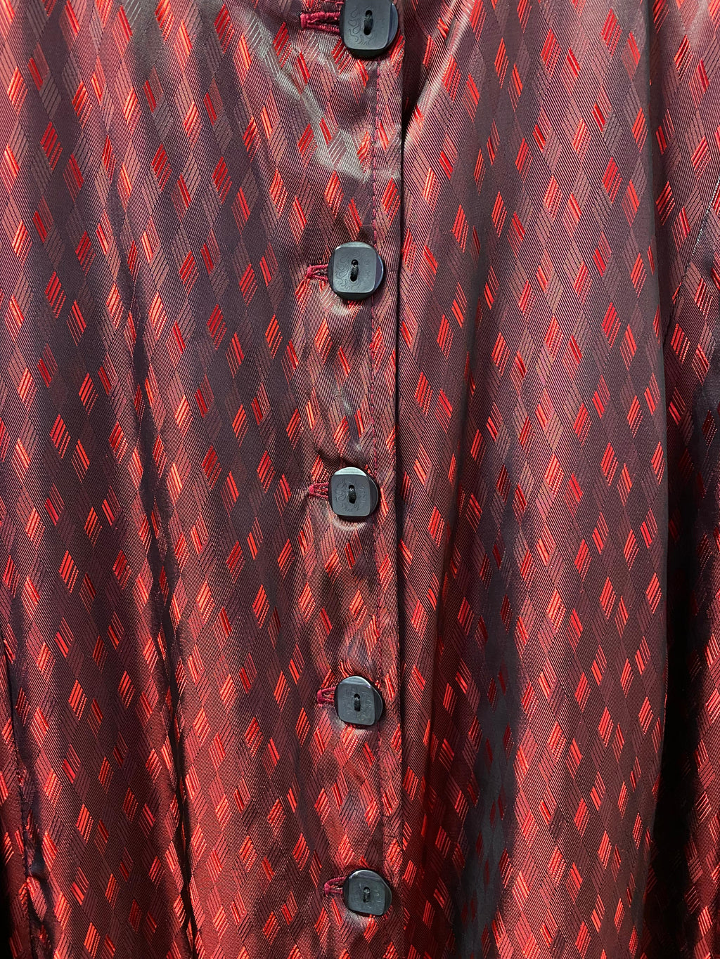 Burgundy Jacquard Button-Front Coat