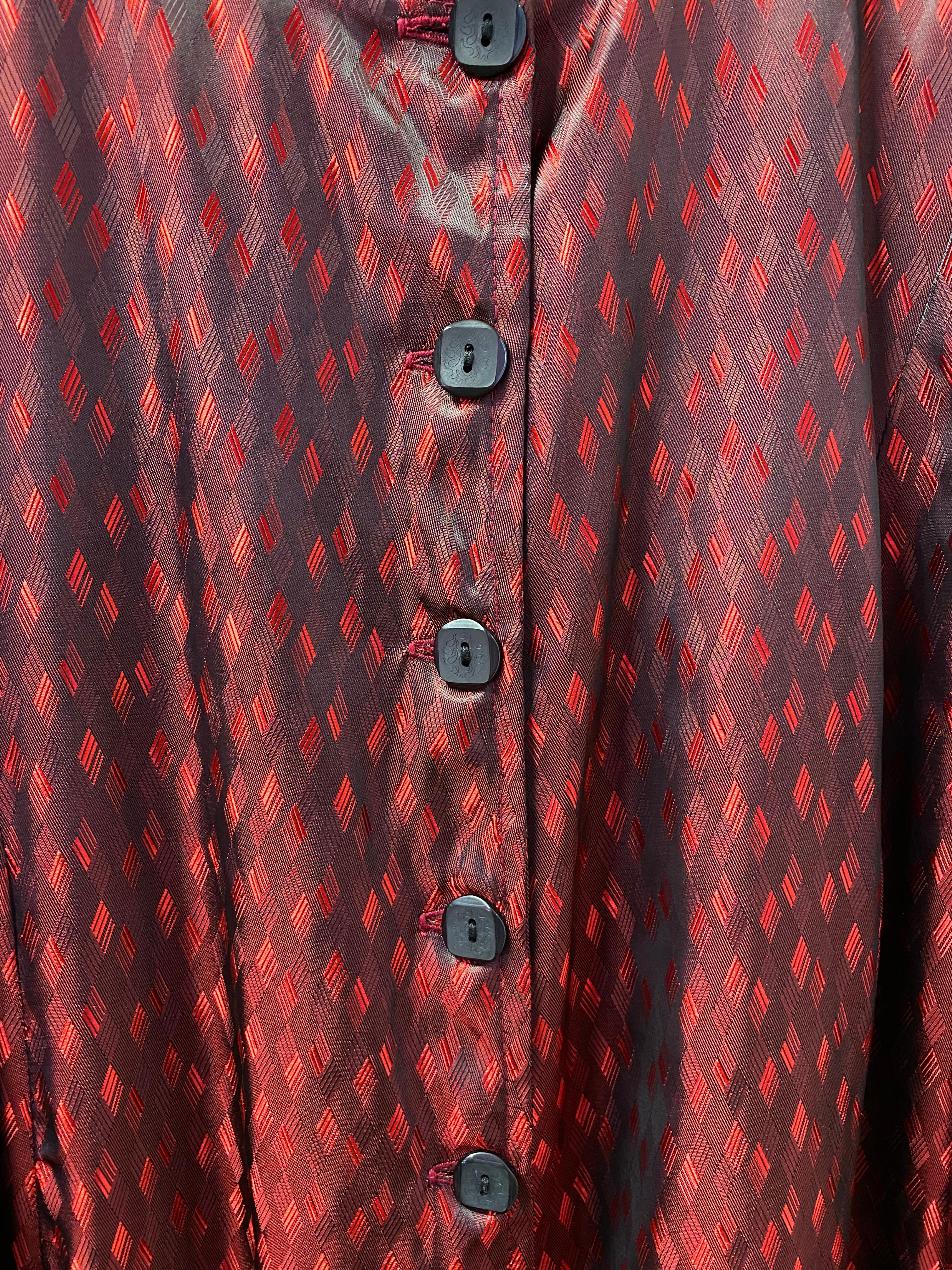 Burgundy Jacquard Button-Front Coat