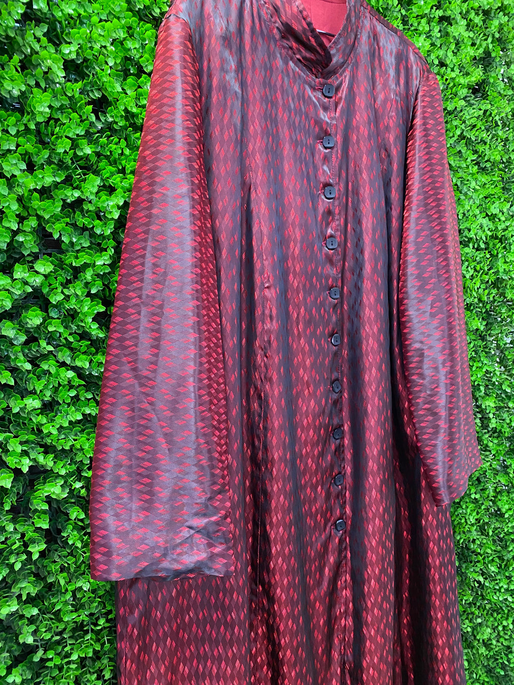 Burgundy Jacquard Button-Front Coat