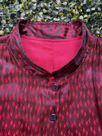 Burgundy Jacquard Button-Front Coat