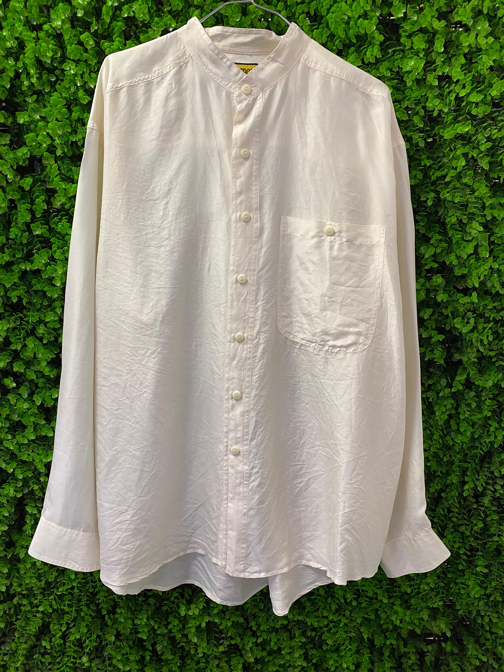 Crepros White Silk Button-Up Shirt