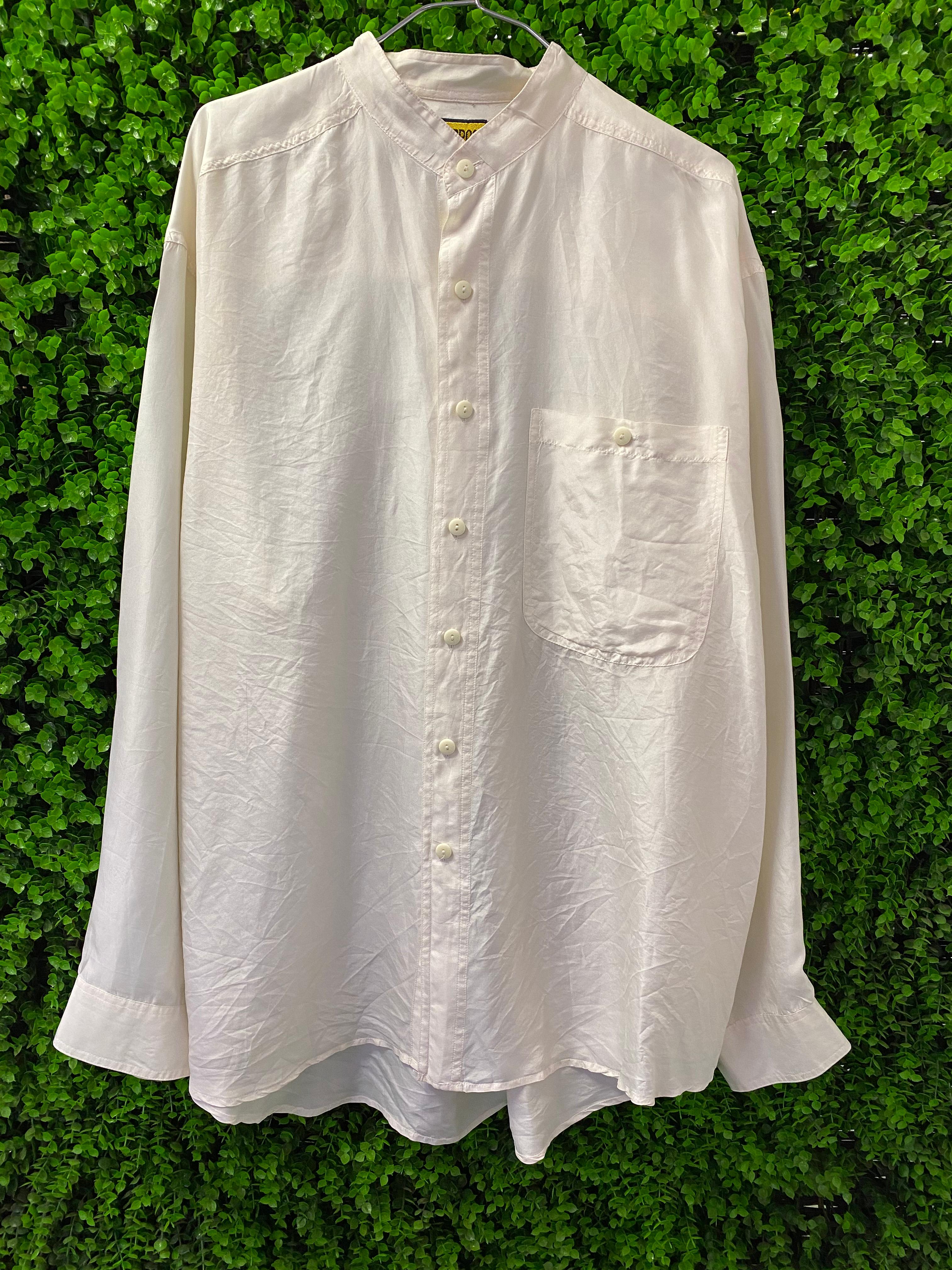 Crepros White Silk Button-Up Shirt