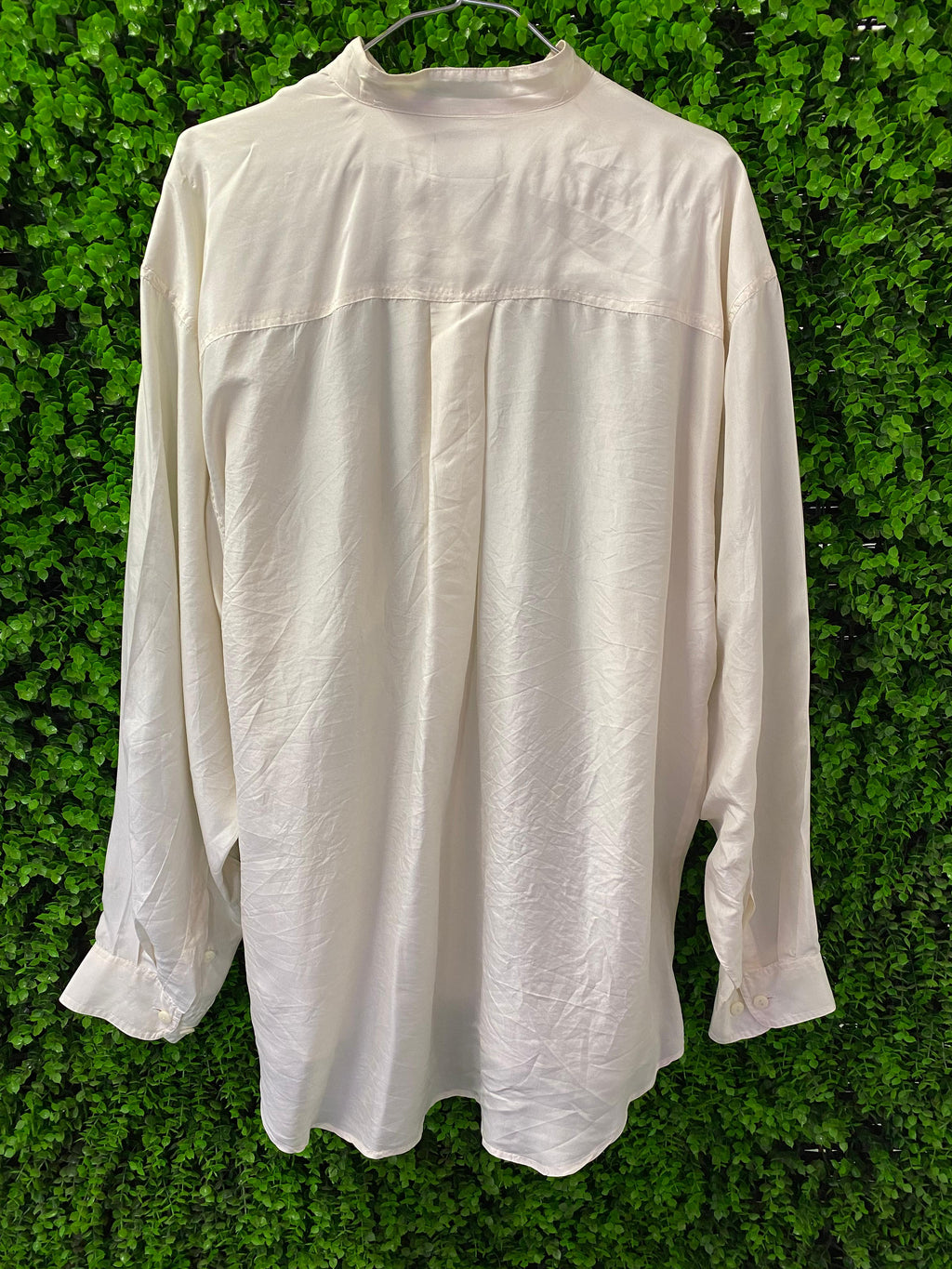 Crepros White Silk Button-Up Shirt