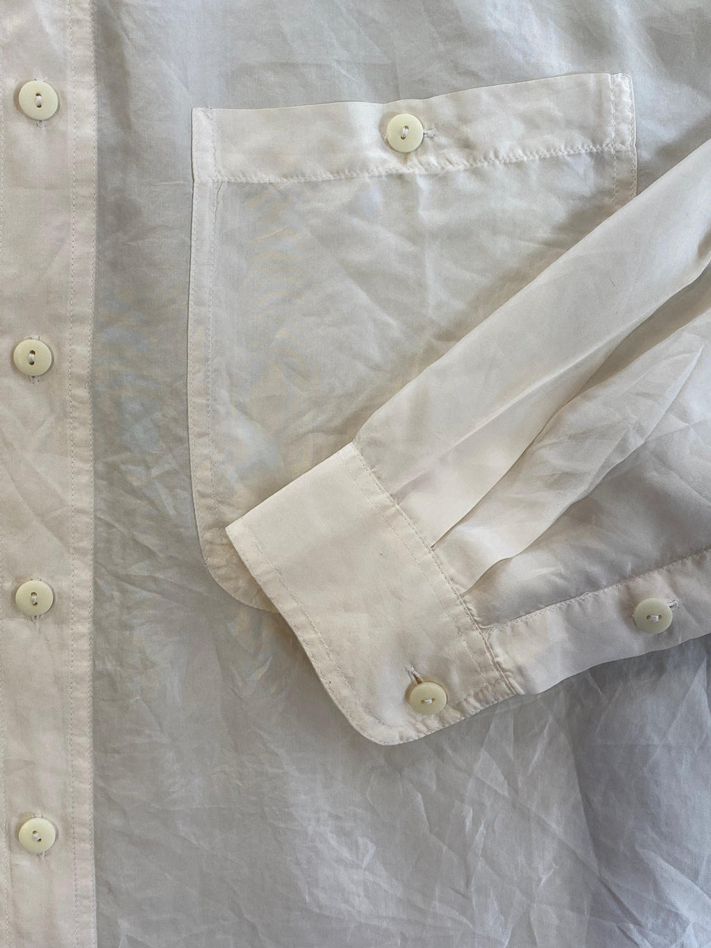 Crepros White Silk Button-Up Shirt