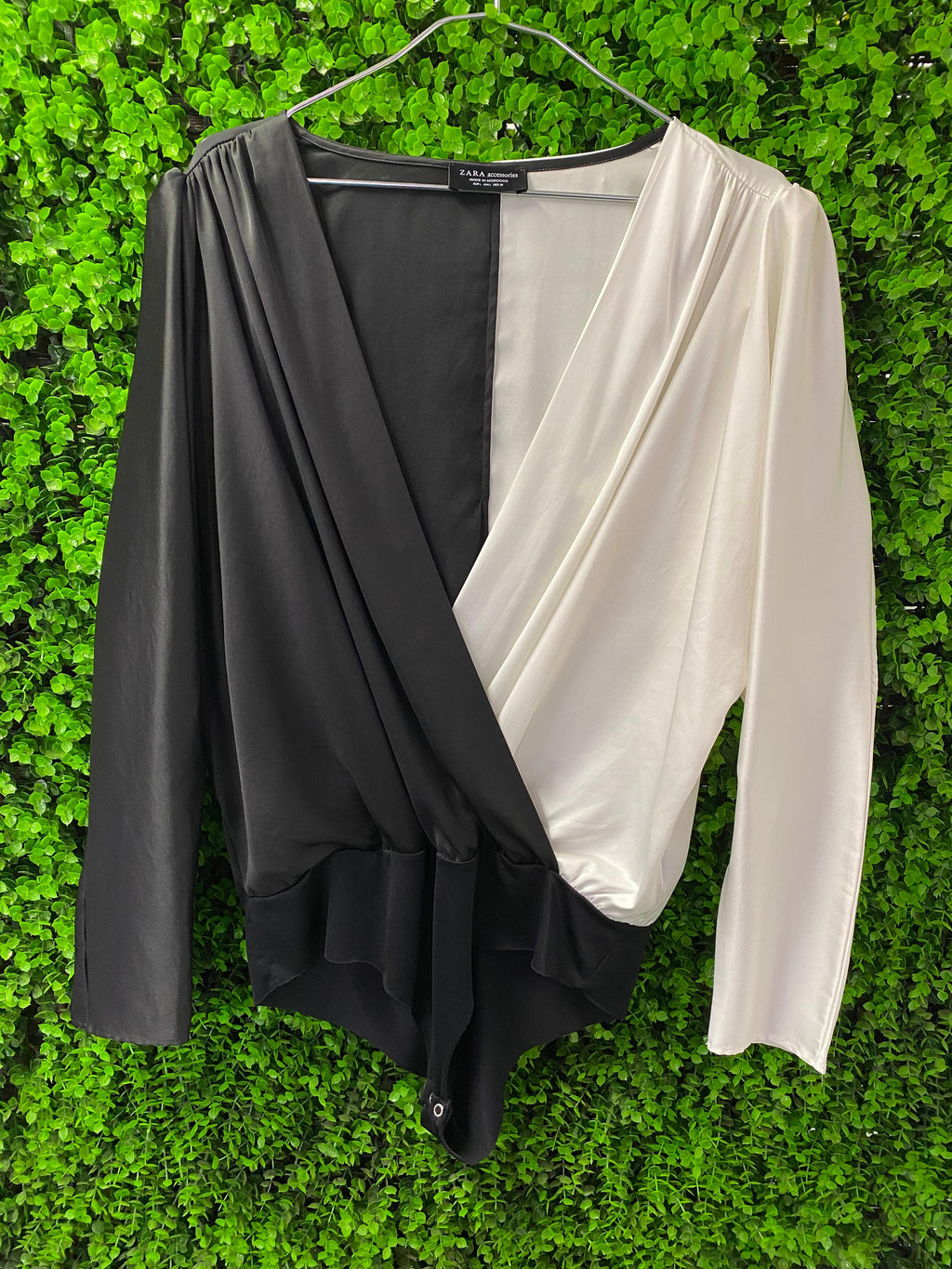 Zara Black & White Wrap Bodysuit