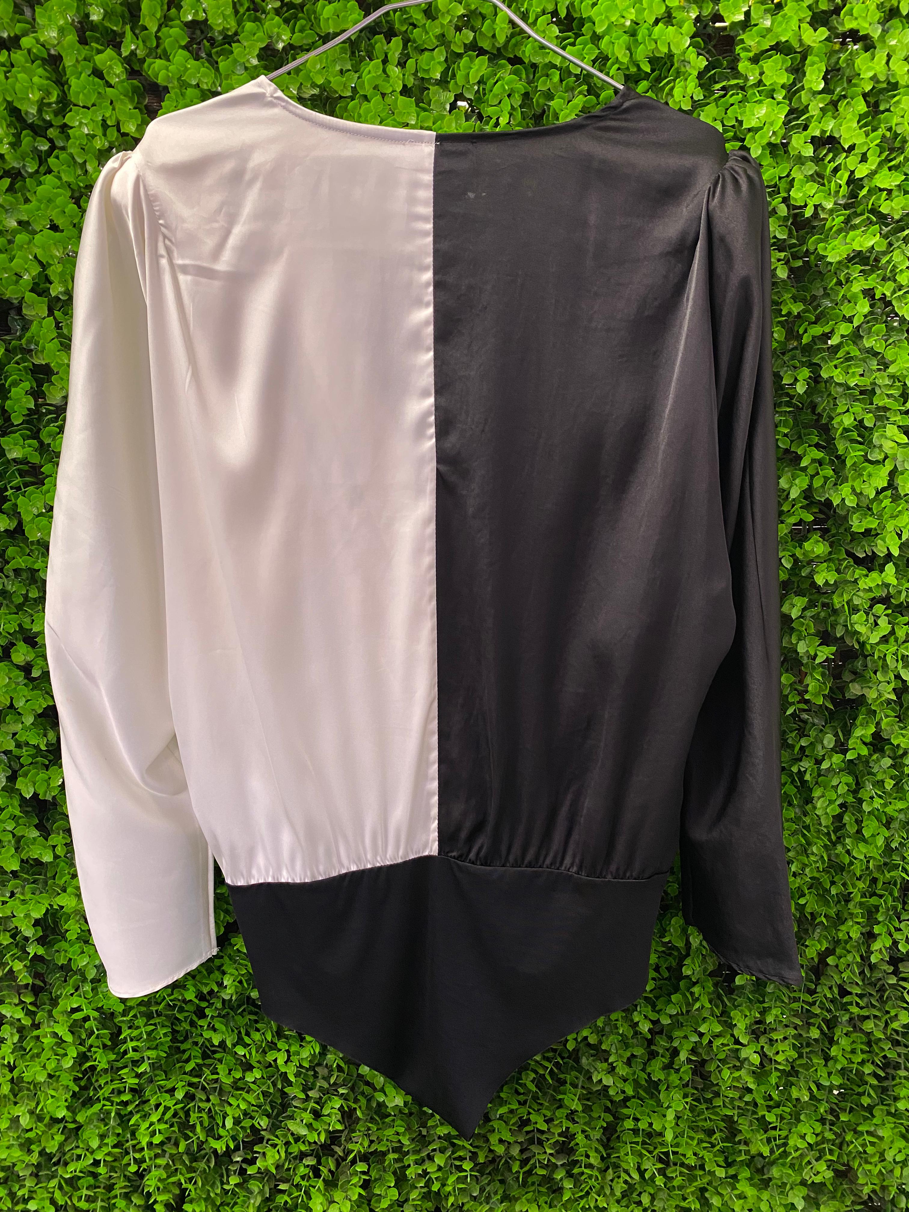 Zara Black & White Wrap Bodysuit