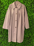 Taupe Embroidered Wool-Blend Coat