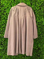 Taupe Embroidered Wool-Blend Coat