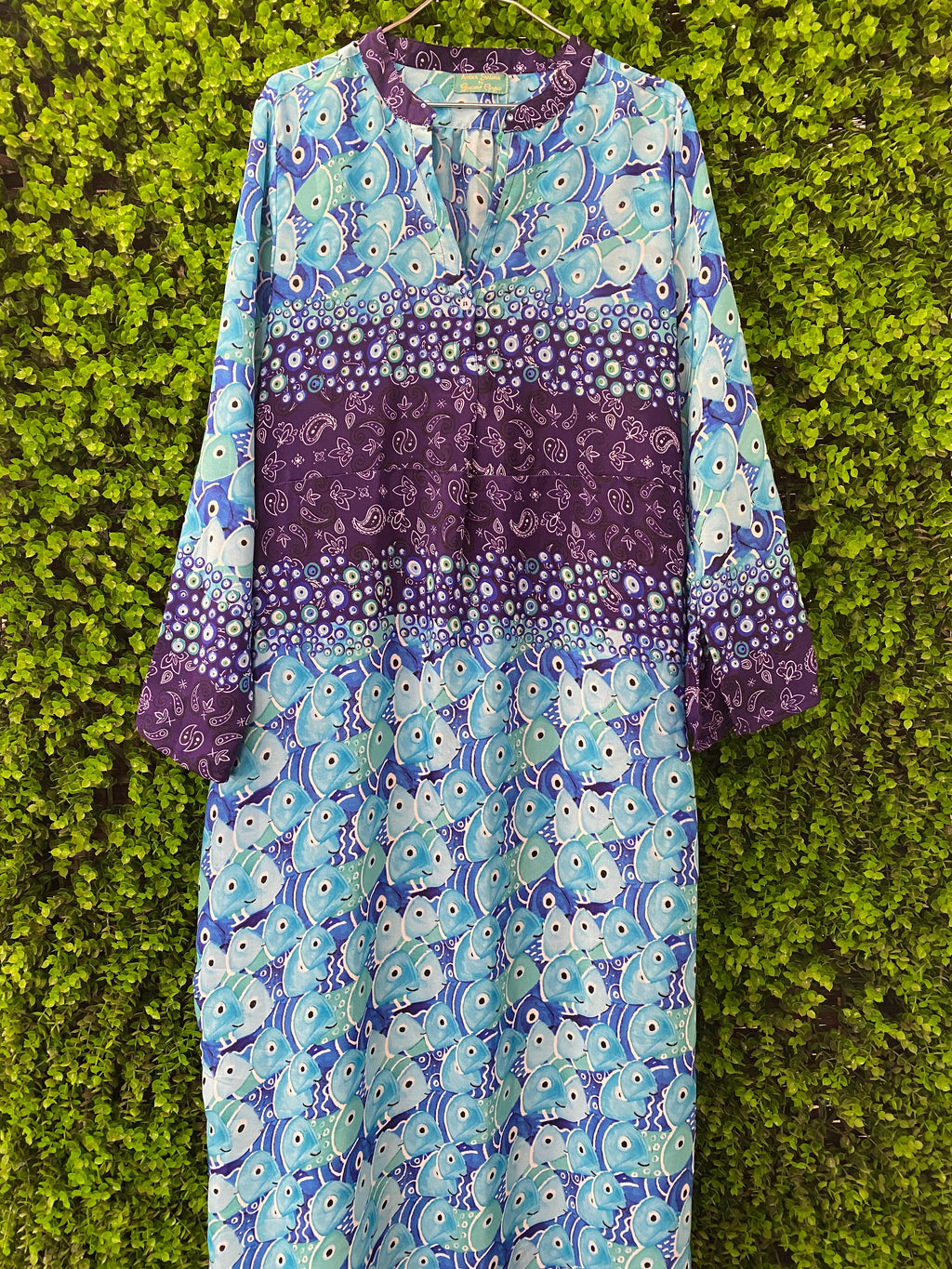 Antica Sartoria Blue & Purple Fish Print Tunic Dress