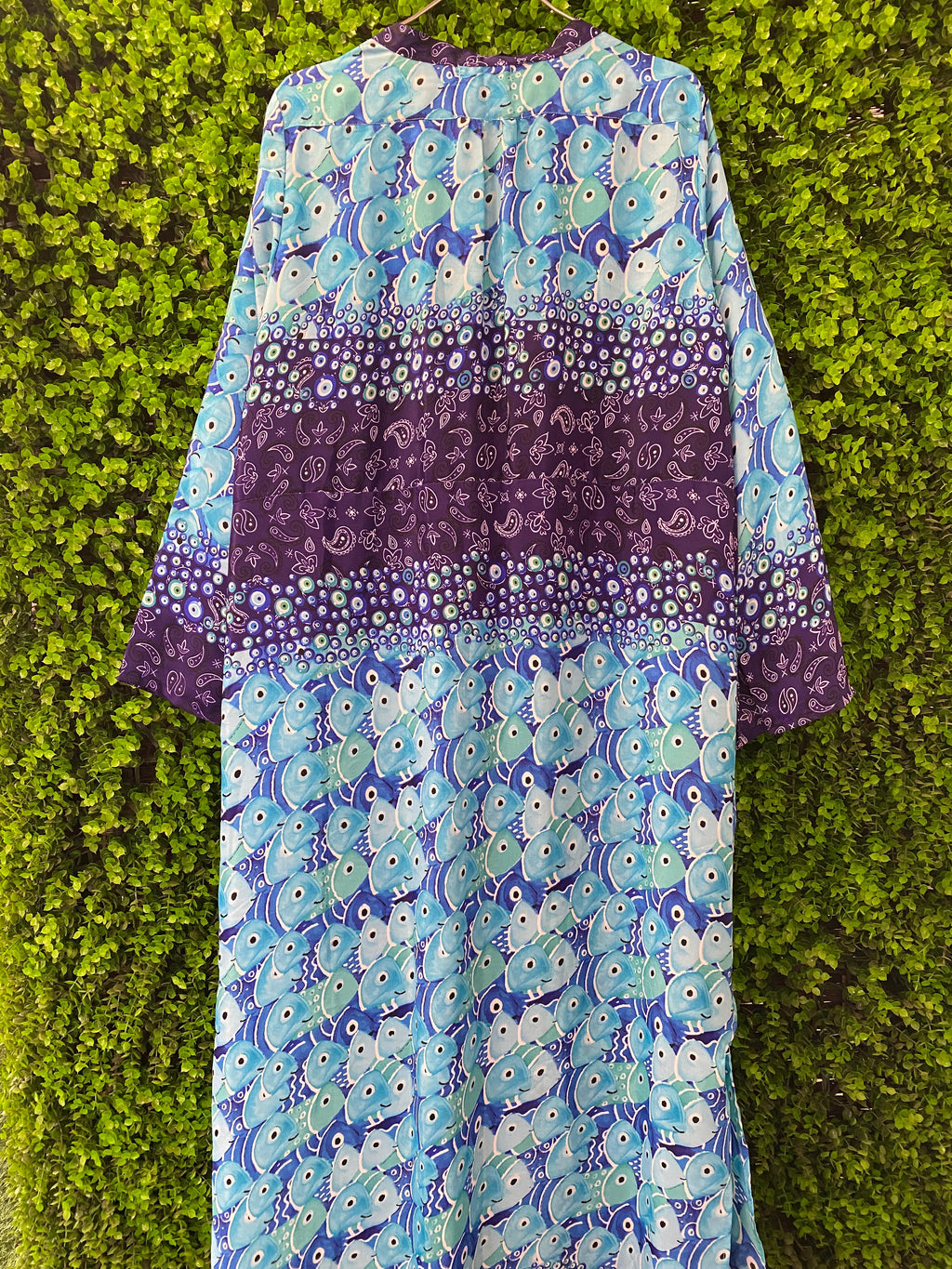 Antica Sartoria Blue & Purple Fish Print Tunic Dress