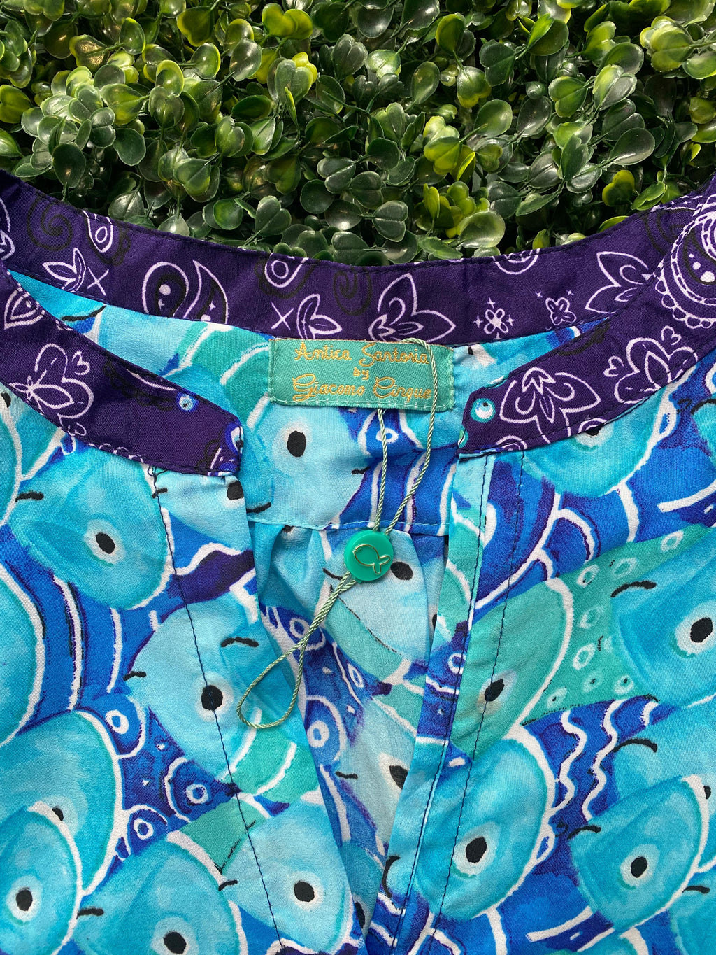 Antica Sartoria Blue & Purple Fish Print Tunic Dress