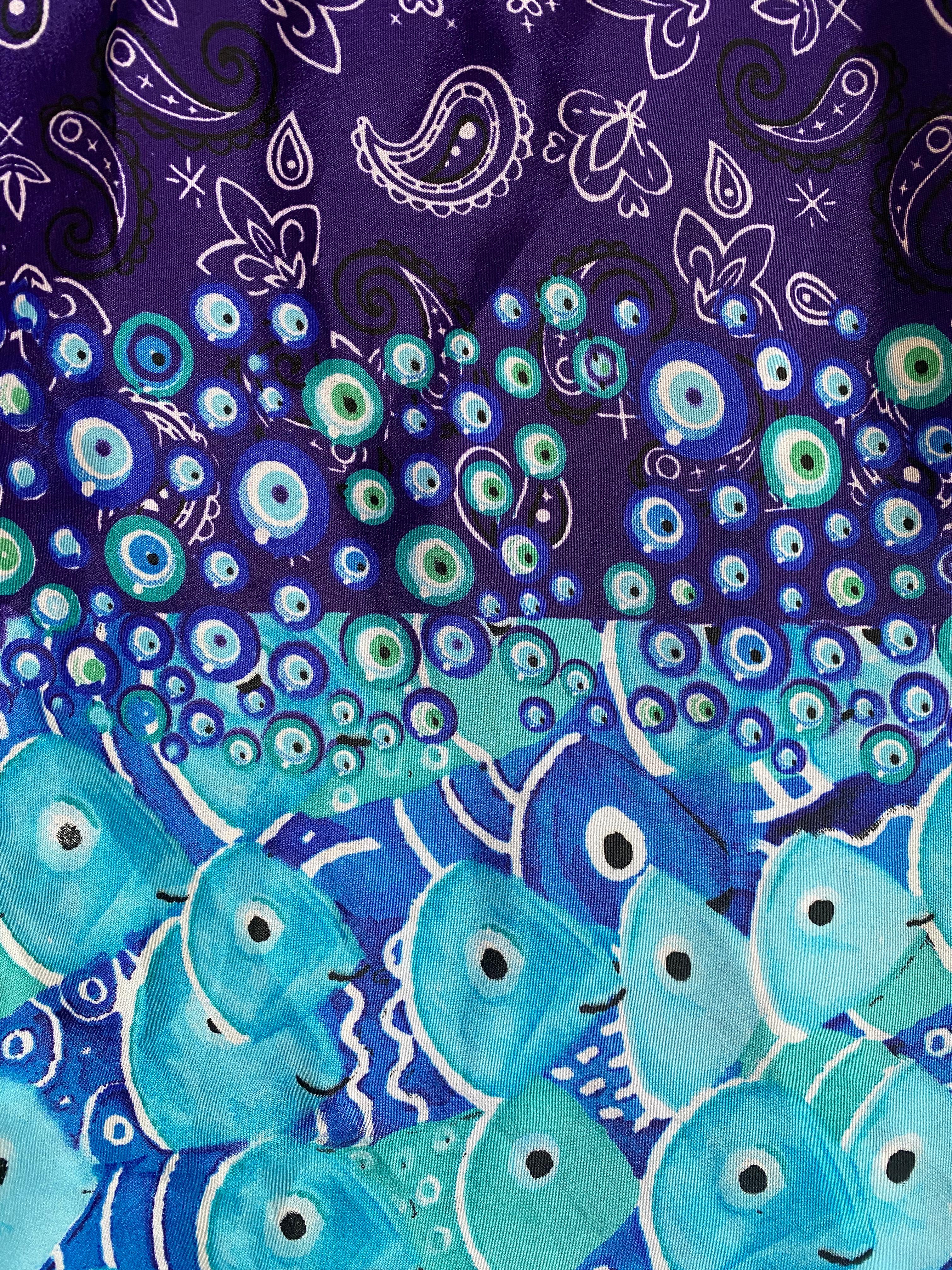 Antica Sartoria Blue & Purple Fish Print Tunic Dress