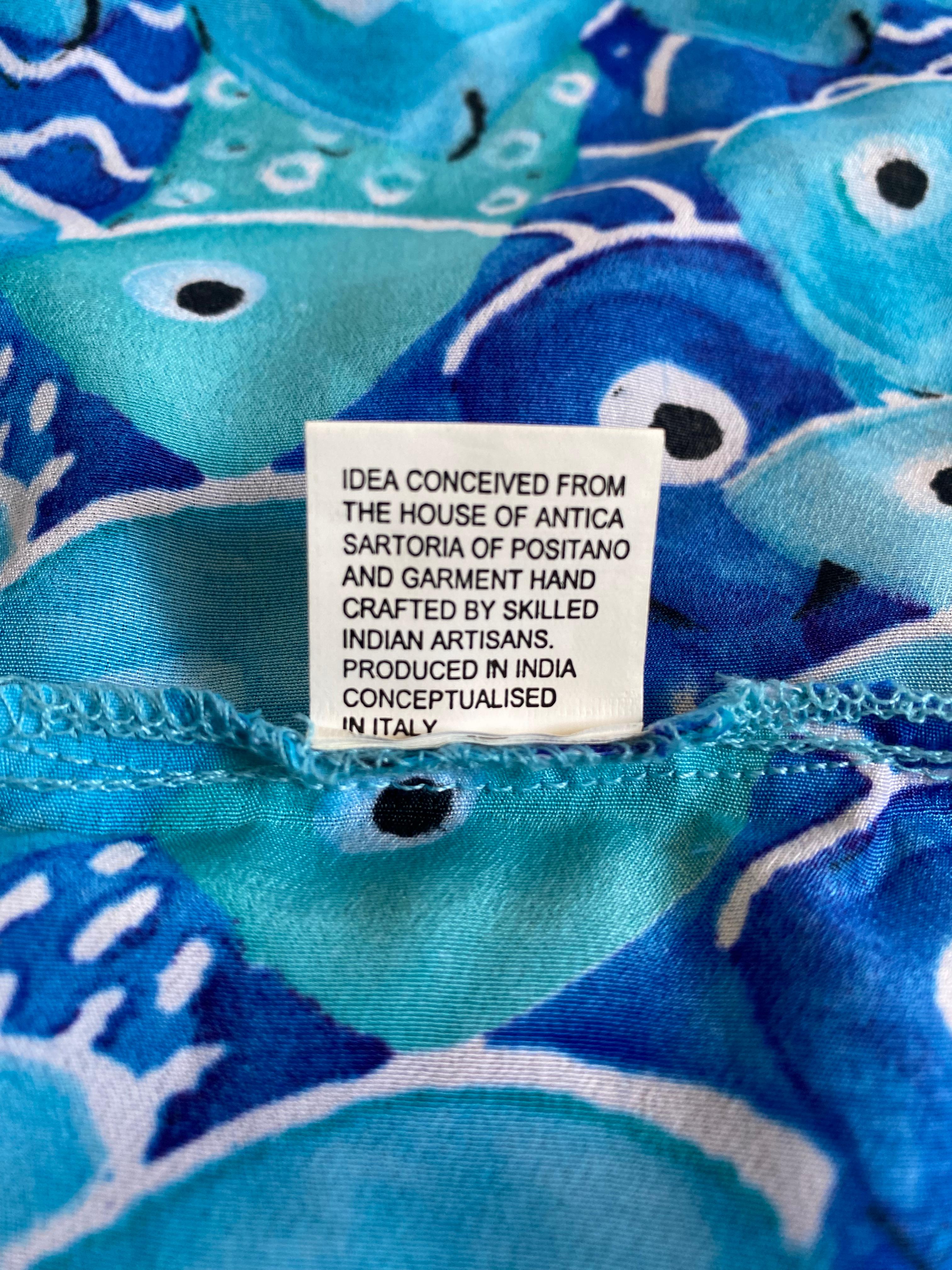 Antica Sartoria Blue & Purple Fish Print Tunic Dress