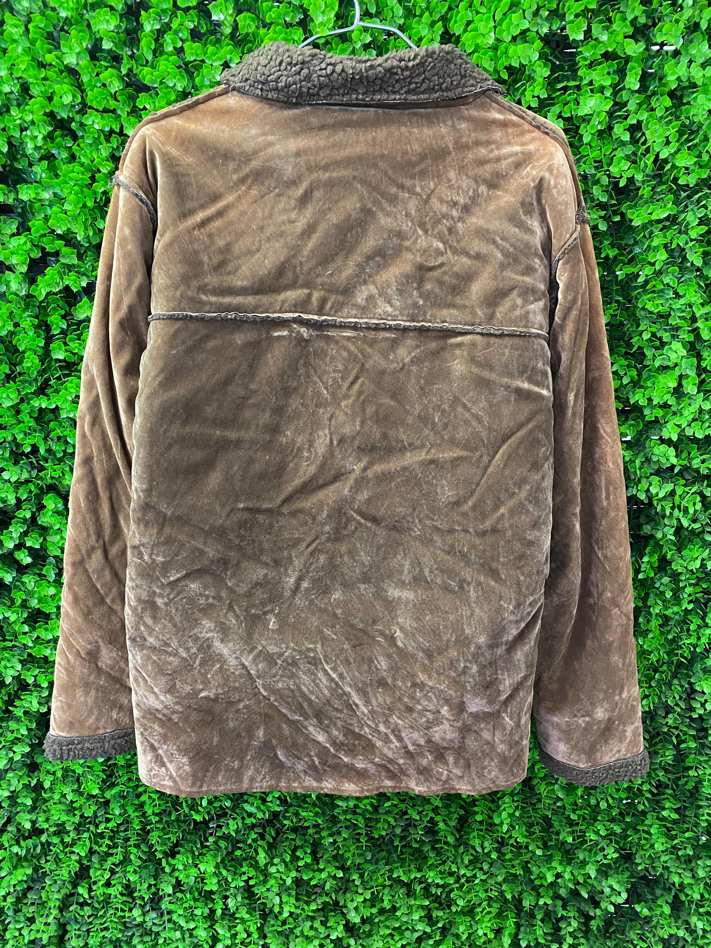 R.F Casual Fashion Brown Faux Suede Sherpa Jacket