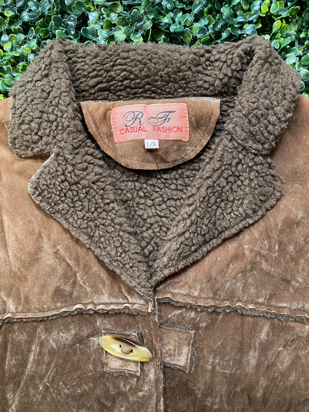 R.F Casual Fashion Brown Faux Suede Sherpa Jacket