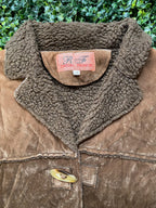R.F Casual Fashion Brown Faux Suede Sherpa Jacket