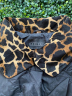 Barisal Black Jacket with Animal-Print Faux Fur Collar