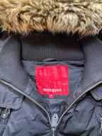 Manguun Black Padded Hooded Jacket with Detachable Faux Fur Trim