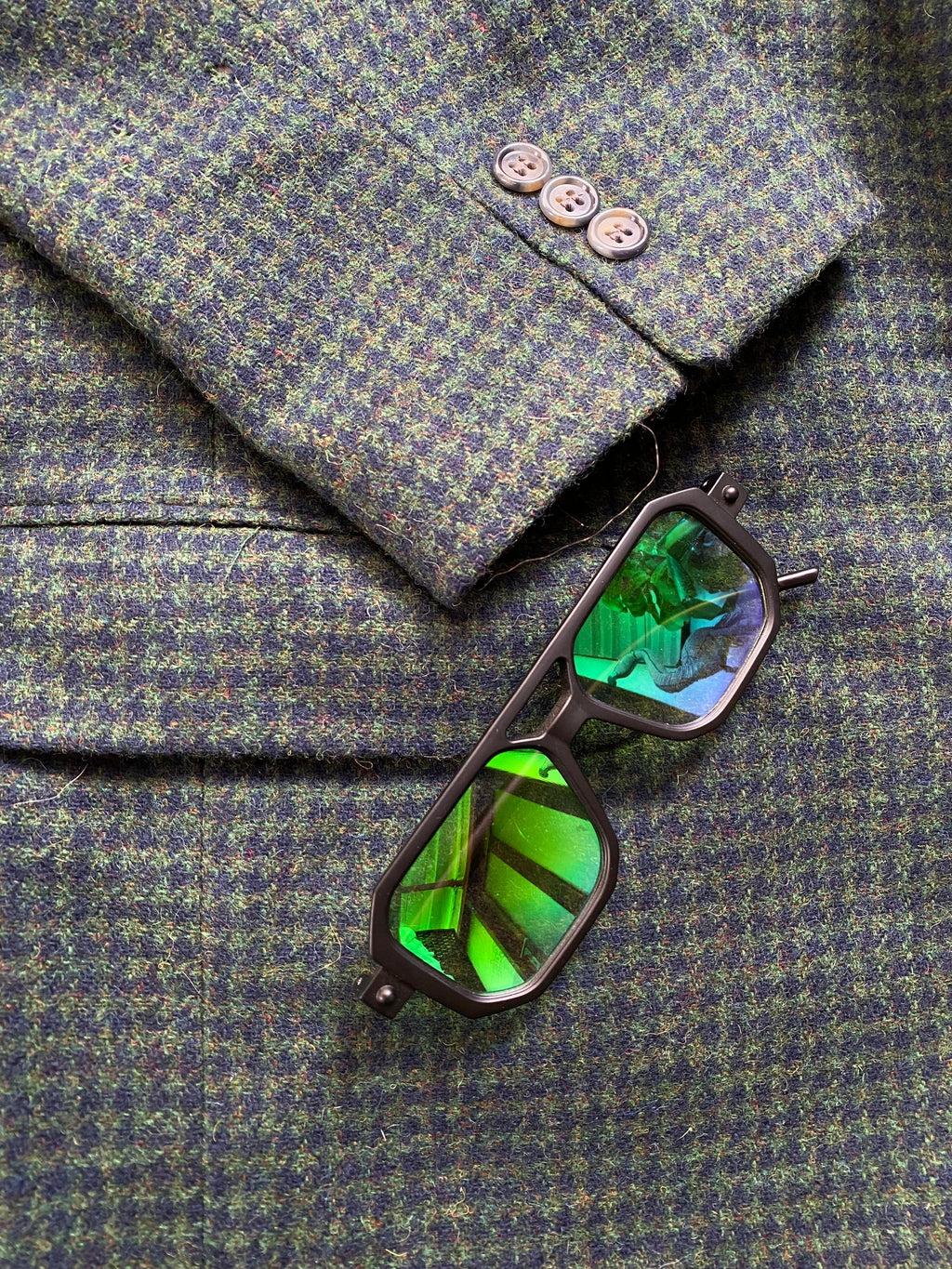 K. Riccardo Houndstooth Wool-Blend Blazer with Pockets