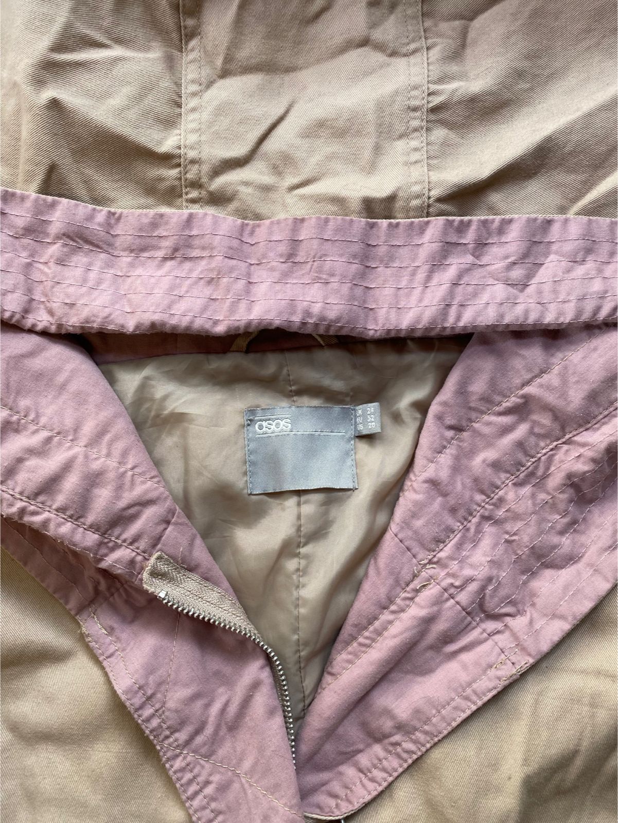 ASOS Beige & Pink Hooded Utility Parka Jacket